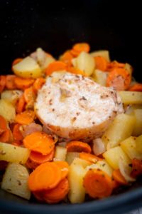 Roti de porc moutarde et miel